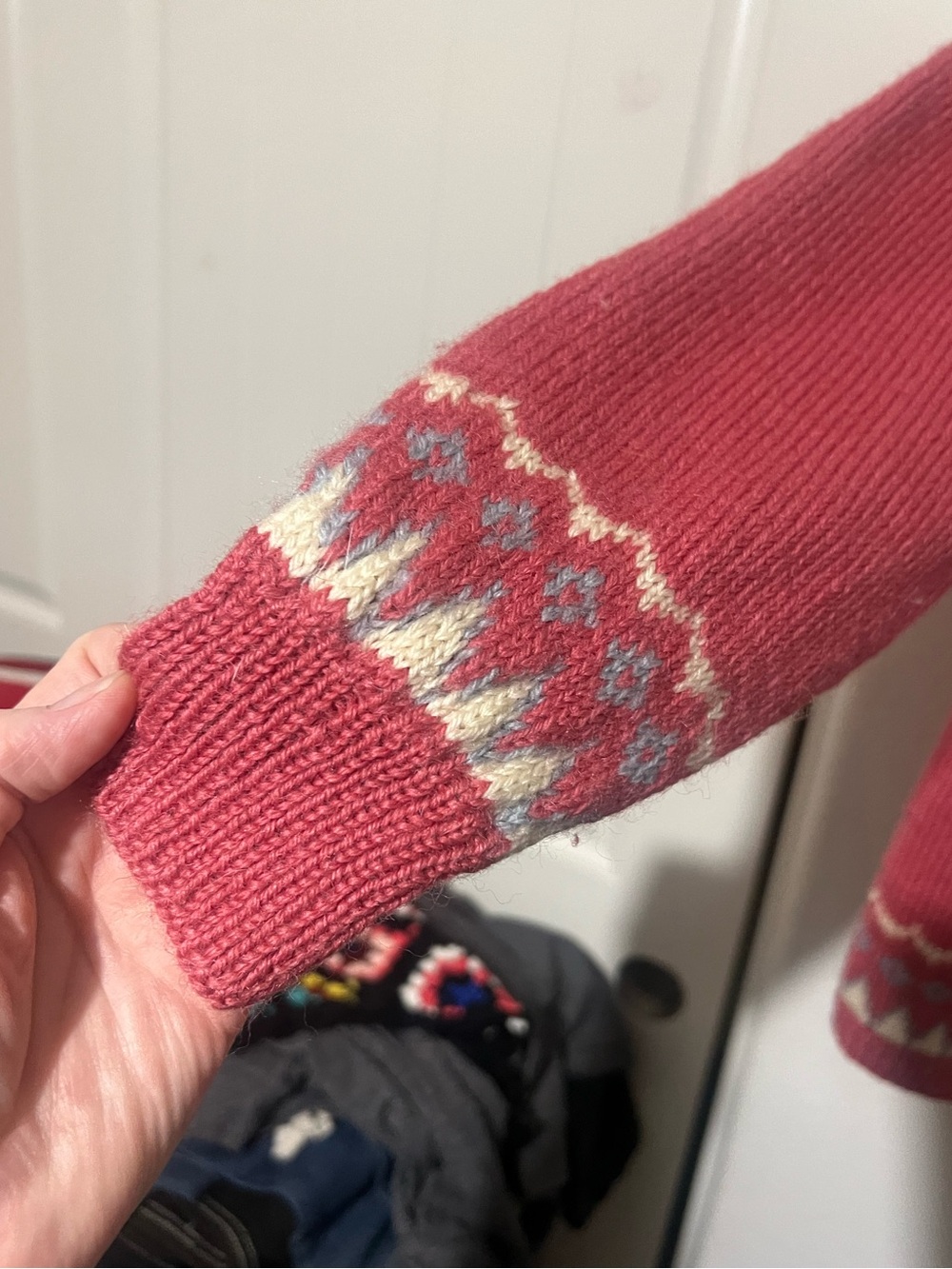 Women’s Pink Fair Isle Button-Front Cardigan Sweater - Picture 9 of 16